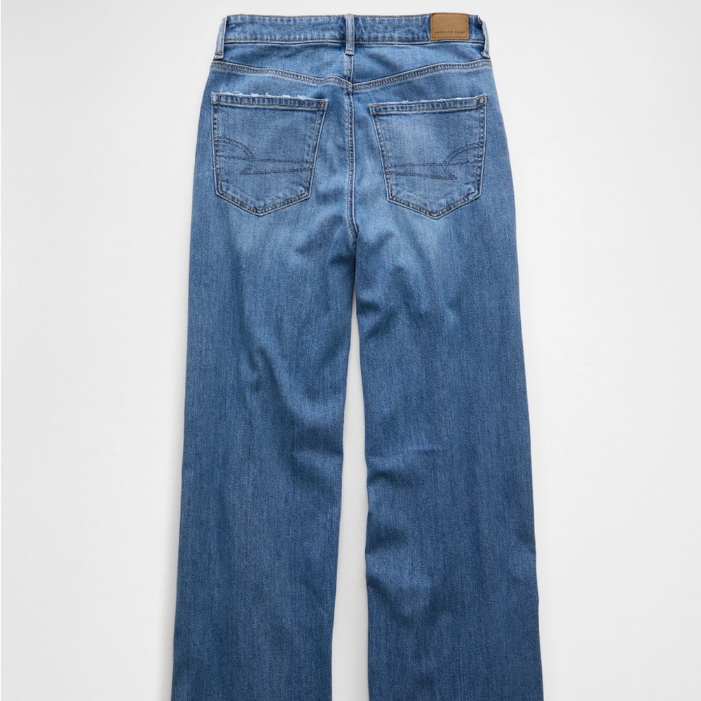 American Eagle Dreamy Drape Stretch Super High Waisted Baggy Wide Leg Jean - Picture 5 of 14